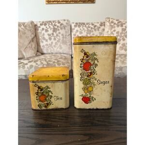 Vintage Cheinco Tin Sugar & Tea Canister Set